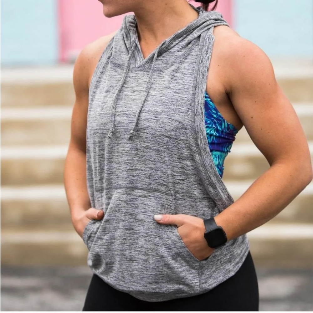 Backdrop Sleeveless hoodie, sapphire, small